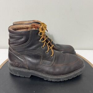 Aerosoles Boots Men Size 8 Leather Made Italy Lace Up Rugged Brown Work Shoes